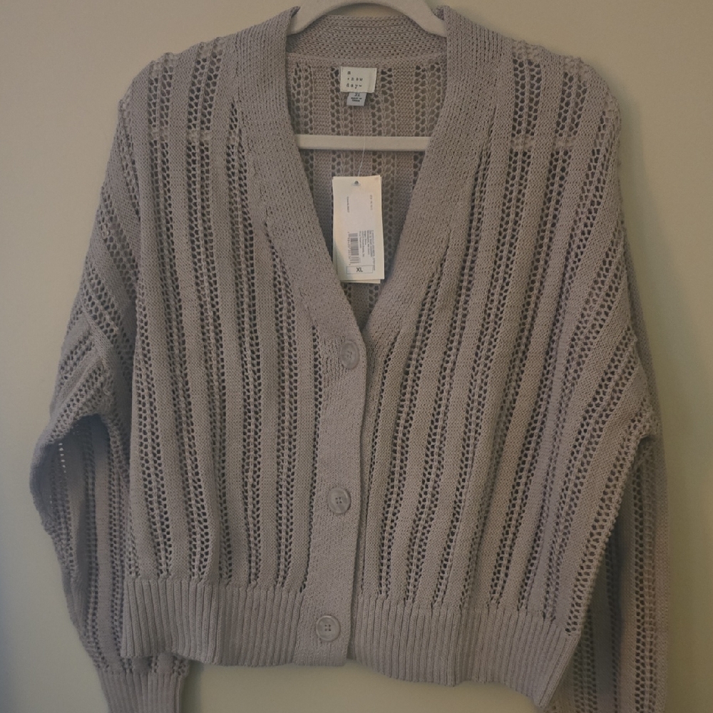 a new day Taupe Open-Knit Cardigan